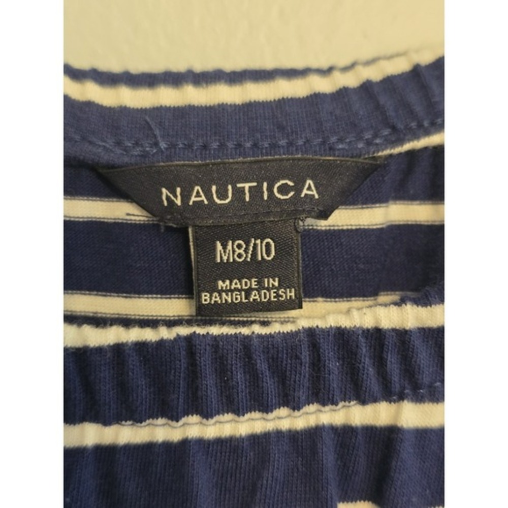 Nautica Blue White Striped Jumpsuit Girls Size M 8/10 Glitter Pineapple Nautical - Picture 7 of 10